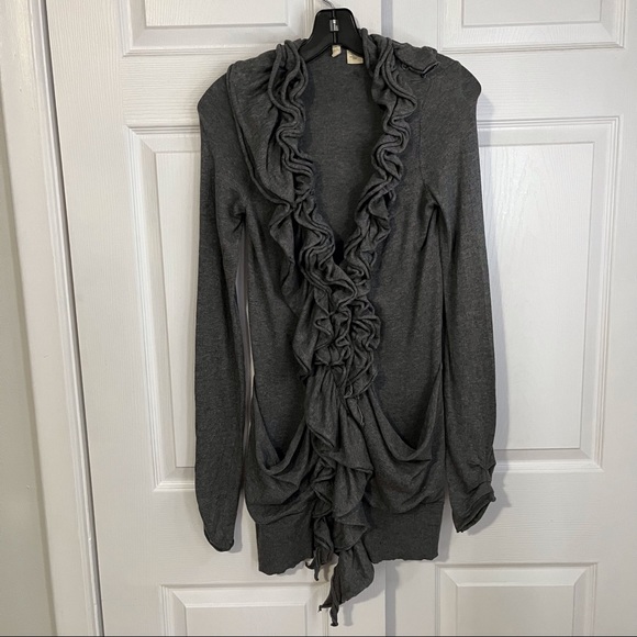 ANTHROPOLOGIE MOTH PLAZA RUFFLED CARDIGAN SWEATER - Picture 2 of 6